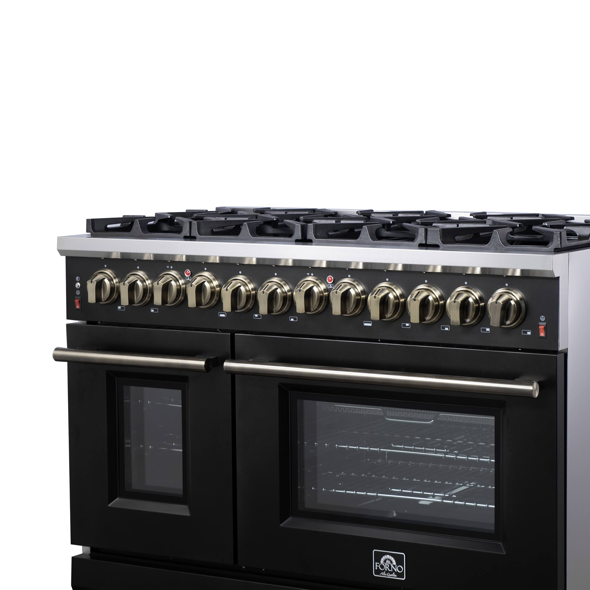 Alt View 2. Forno Appliances - Massimo 6.58 Cu. Ft. Freestanding True Convection Gas Range with Air Fryer Kit, Wok Support & Two Griddles - Black.