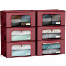 Sorbus - Storage Bins with Metal Frame - Stackable & Foldable Clothes Organizer Bags - Oxford Fabric Storage Containers - Pink