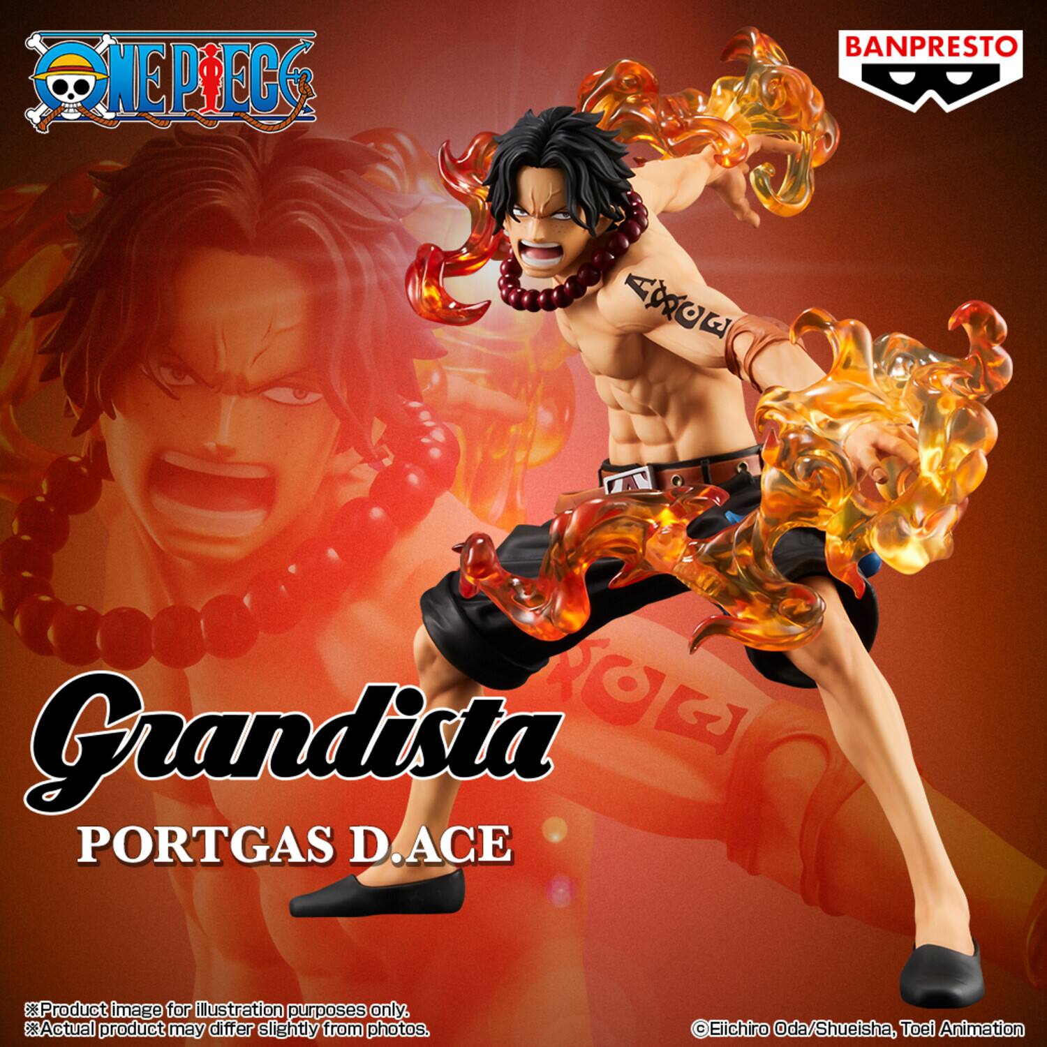 ONE PIECE  
BANPRESTO  
Grandista  
PORTGAS D.ACE  

Product image for illustration purposes only. Actual product may differ slightly from photos.  
© Eiichiro Oda/Shueisha, Toei Animation