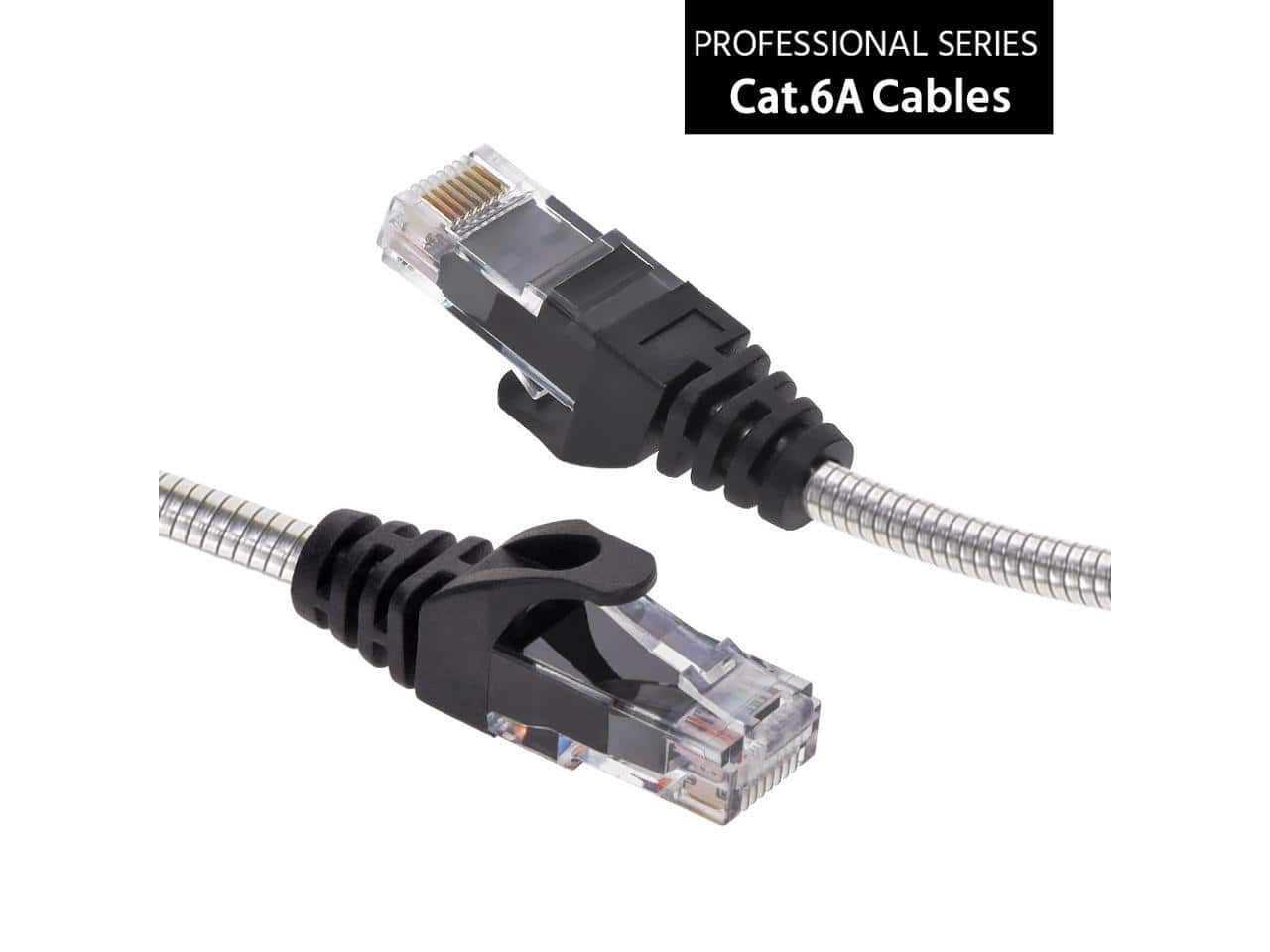 Nippon Labs - 7FT CAT6A Armored Anti-Rodent Slim Cable, 28AWG Gigabit LAN Ethernet