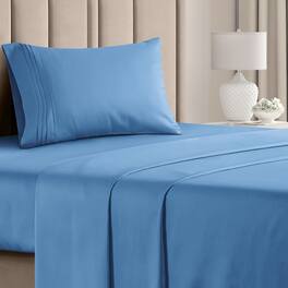 CGK Linens - Luxury Soft 4 Piece Solid Bed Sheet Set - Deep Pocket Fits 8"-16" Mattresses - Twin XL - Denim Blue