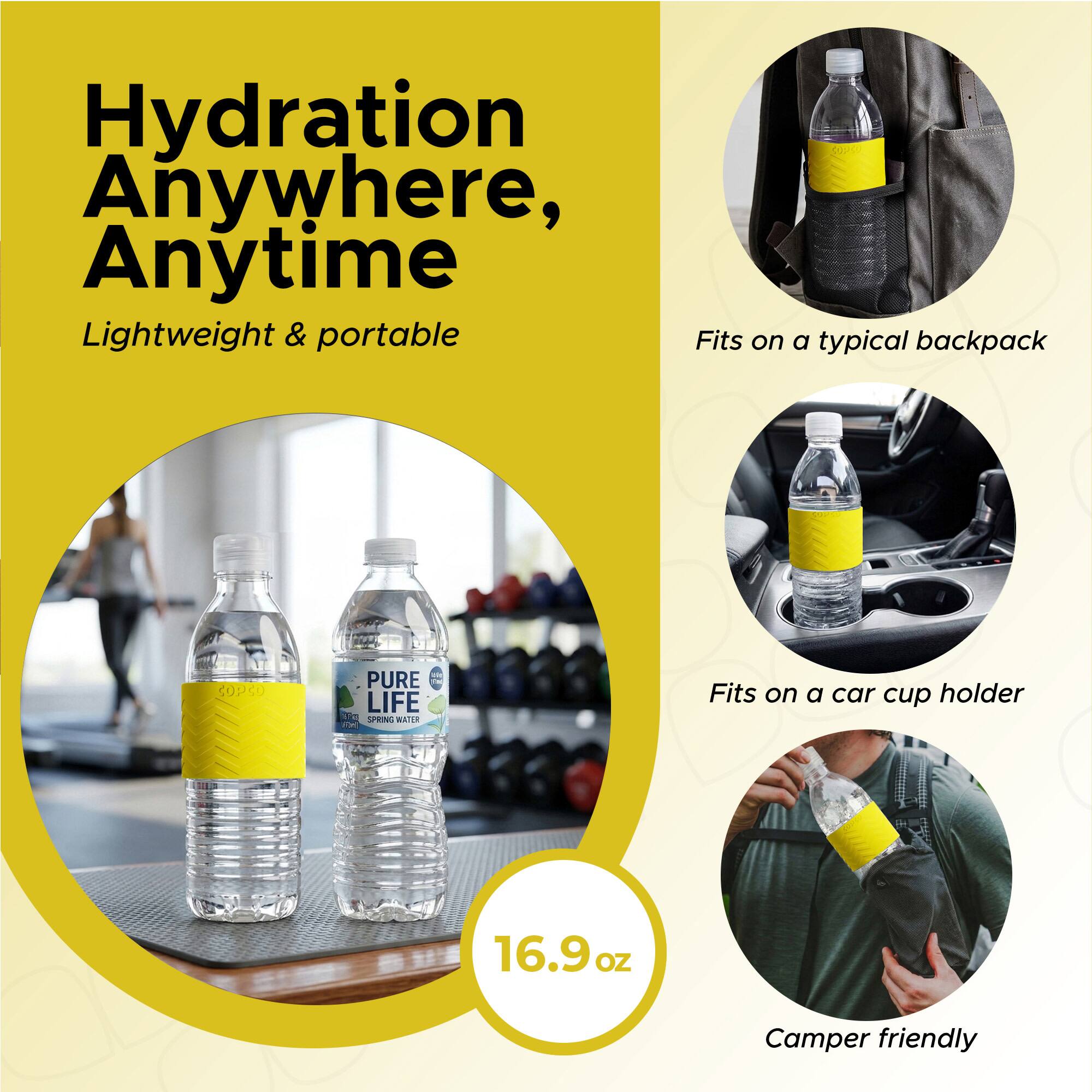Hydration Anywhere, Anytime  
Lightweight & portable  
Fits on a typical backpack  
Fits on a car cup holder  
16.9 oz  
Camper friendly