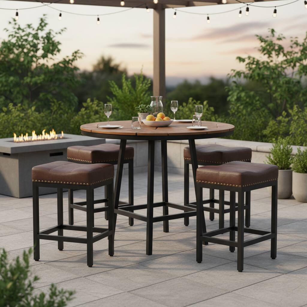 Alt View 5. AOITUN - Bar Stools Set of 2, 24 Inch Height - Perfect for Kitchen Islands and Bars, Durable and Stylish Seating - Brown.