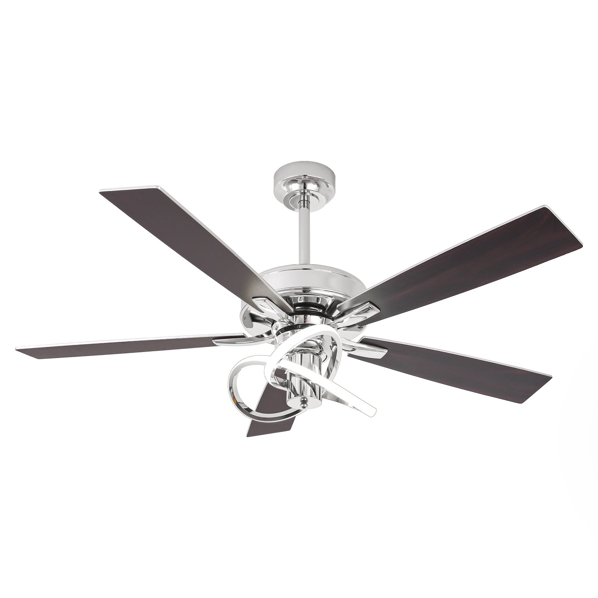 Alt View 1. Parrot Uncle - 52-Inch Modern Chrome Integrated LED Ceiling Fan with Light and Remote Control - Chrome.
