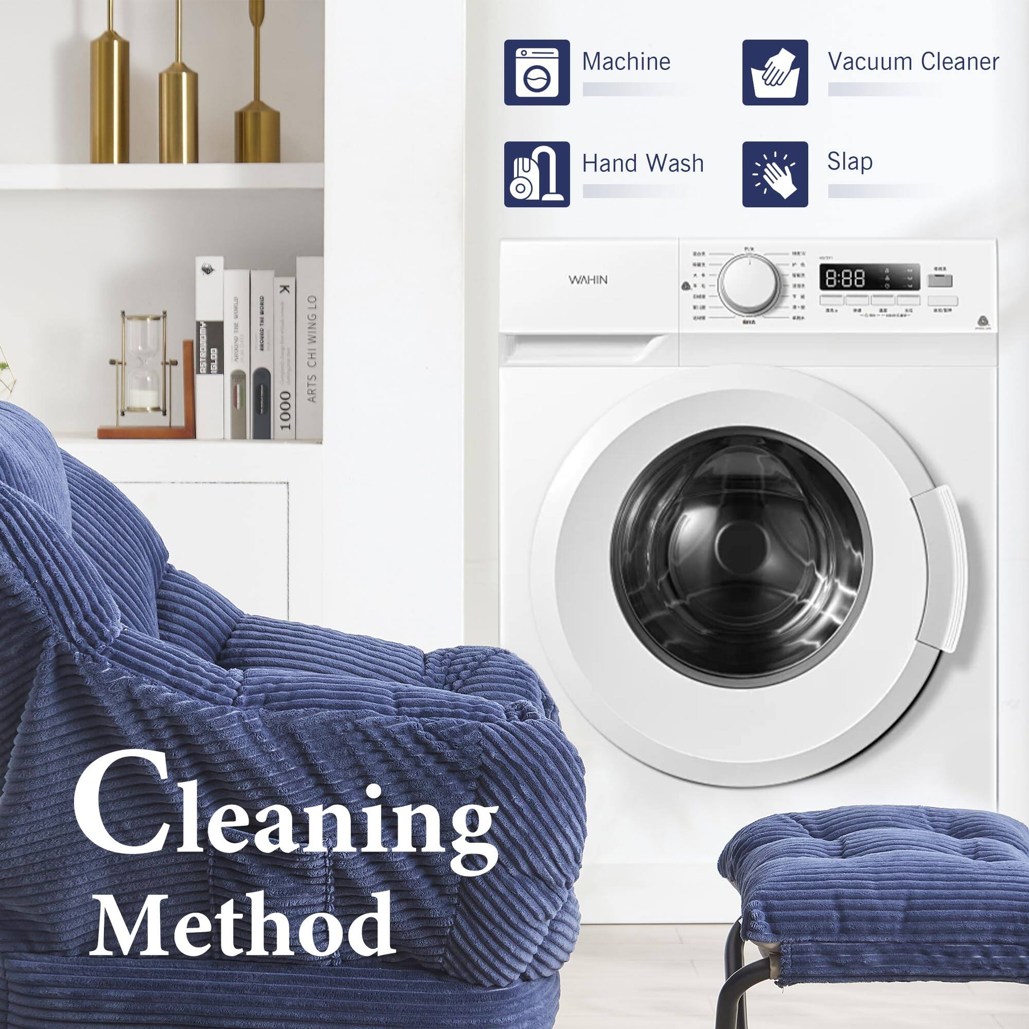 Machine  
Vacuum Cleaner  
Hand Wash  
Slap  

Cleaning Method