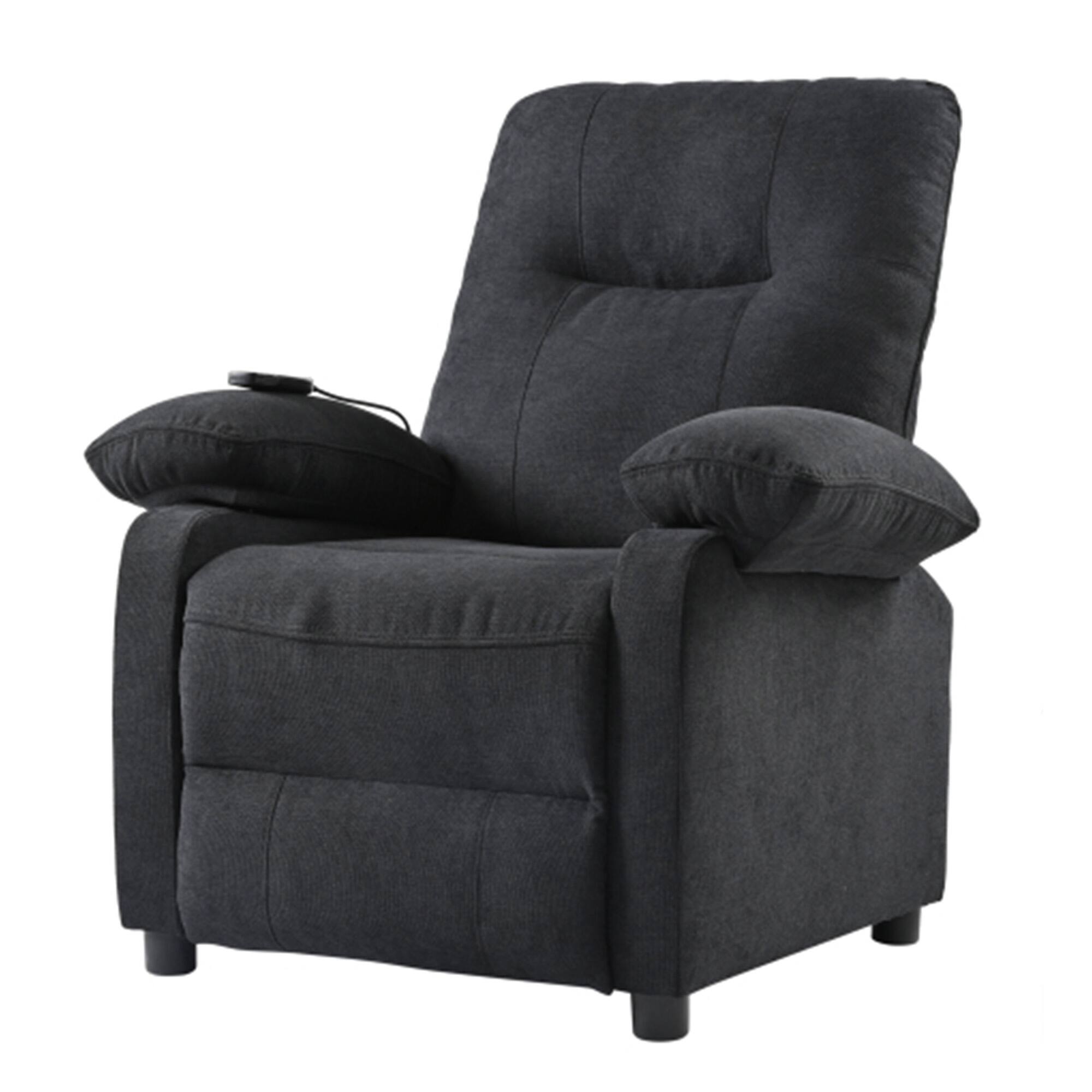 Alt View 7. APRILSOUL - Recliner Chair for Elderly Manual Push Back 8 Point Massage Heating Chenille Fabric Remote Side Pockets Black - Black.