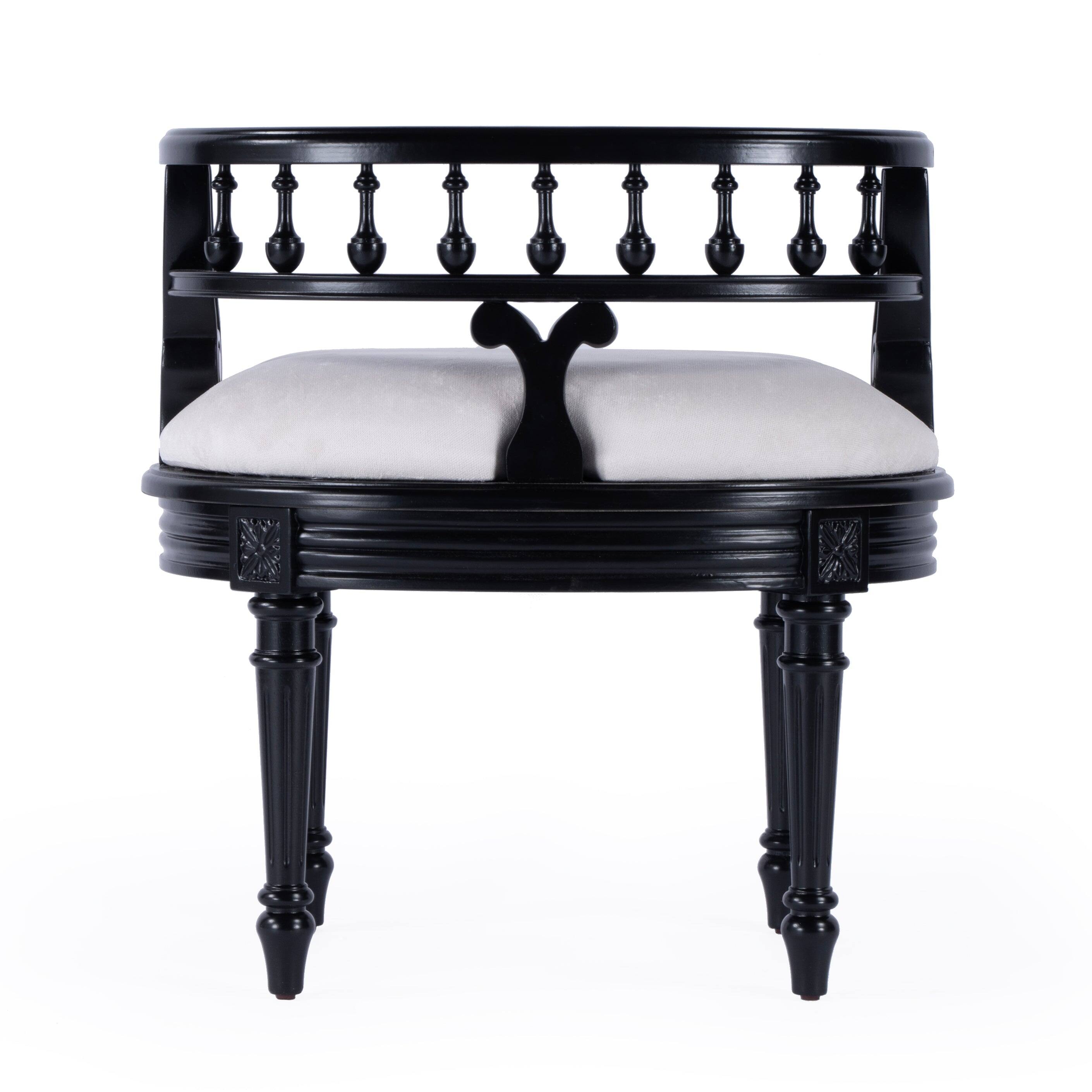 Alt View 6. Butler Specialty - Hathaway 22.5 in. W Oval Upholstered and Wood Traditional Vanity Seat - Black.