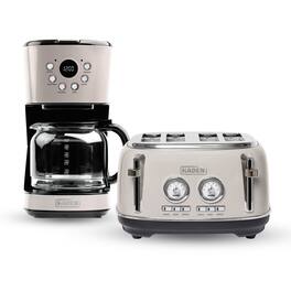Haden - Dorset 12 Cup Coffee Maker & 4 Slice Wide Slot Toaster, Chrome - Putty