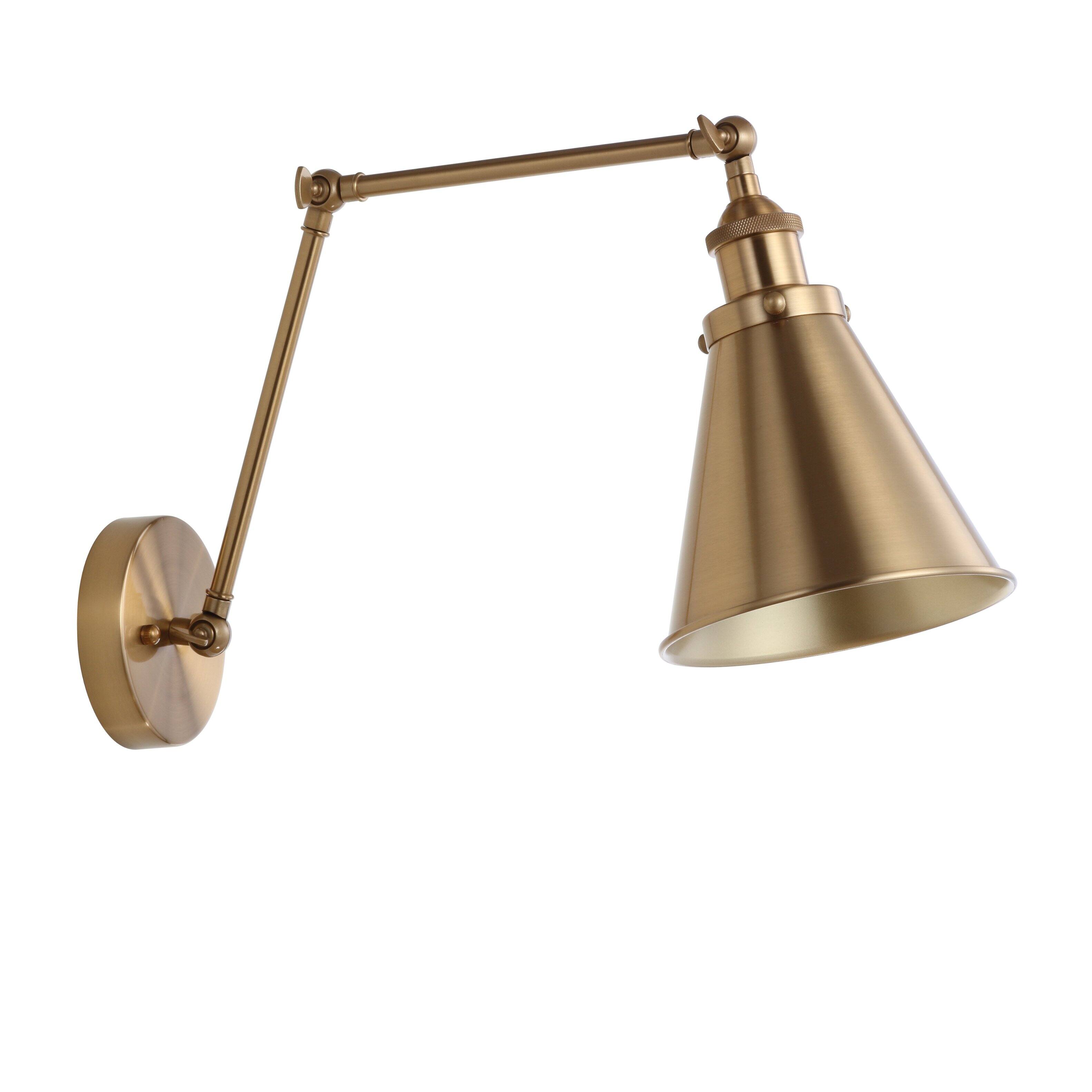 Alt View 5. Jonathan Y - Rover 7" Classic Industrial Metal Adjustable Arm LED Wall Sconce, Brass - Brass Gold.
