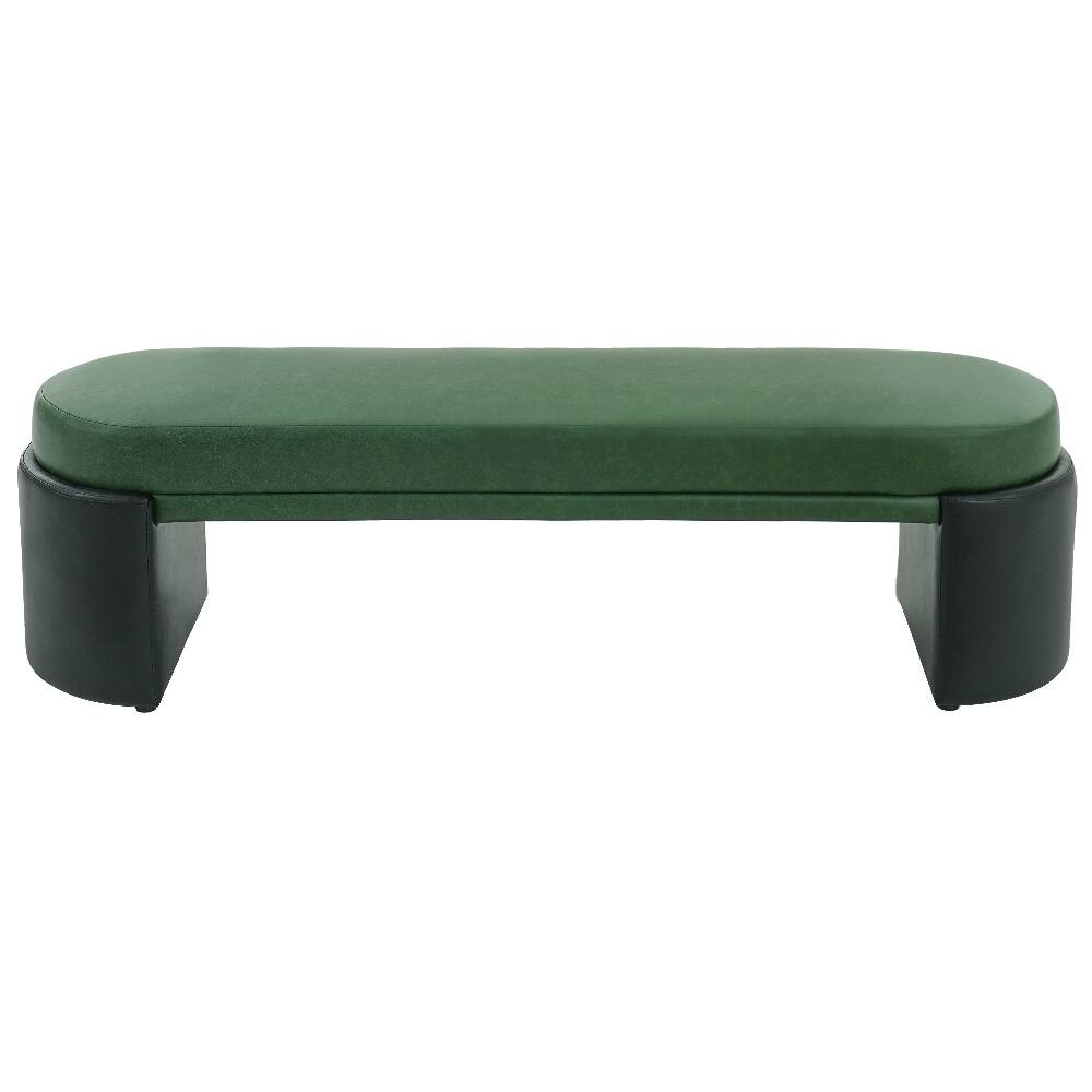 Back. Ropilly - Ropilly Green PU Dining Bench Two-Tone Upholstered Modern Accent Bench 62 Inch - Green & Black.