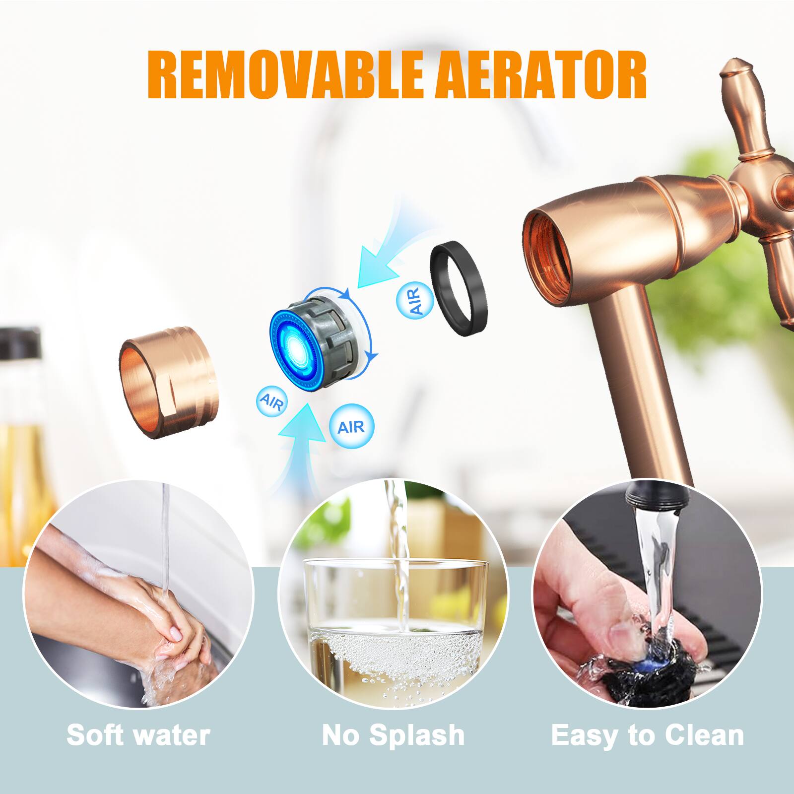 REMOVABLE AERATOR

- Soft water
- No Splash
- Easy to Clean