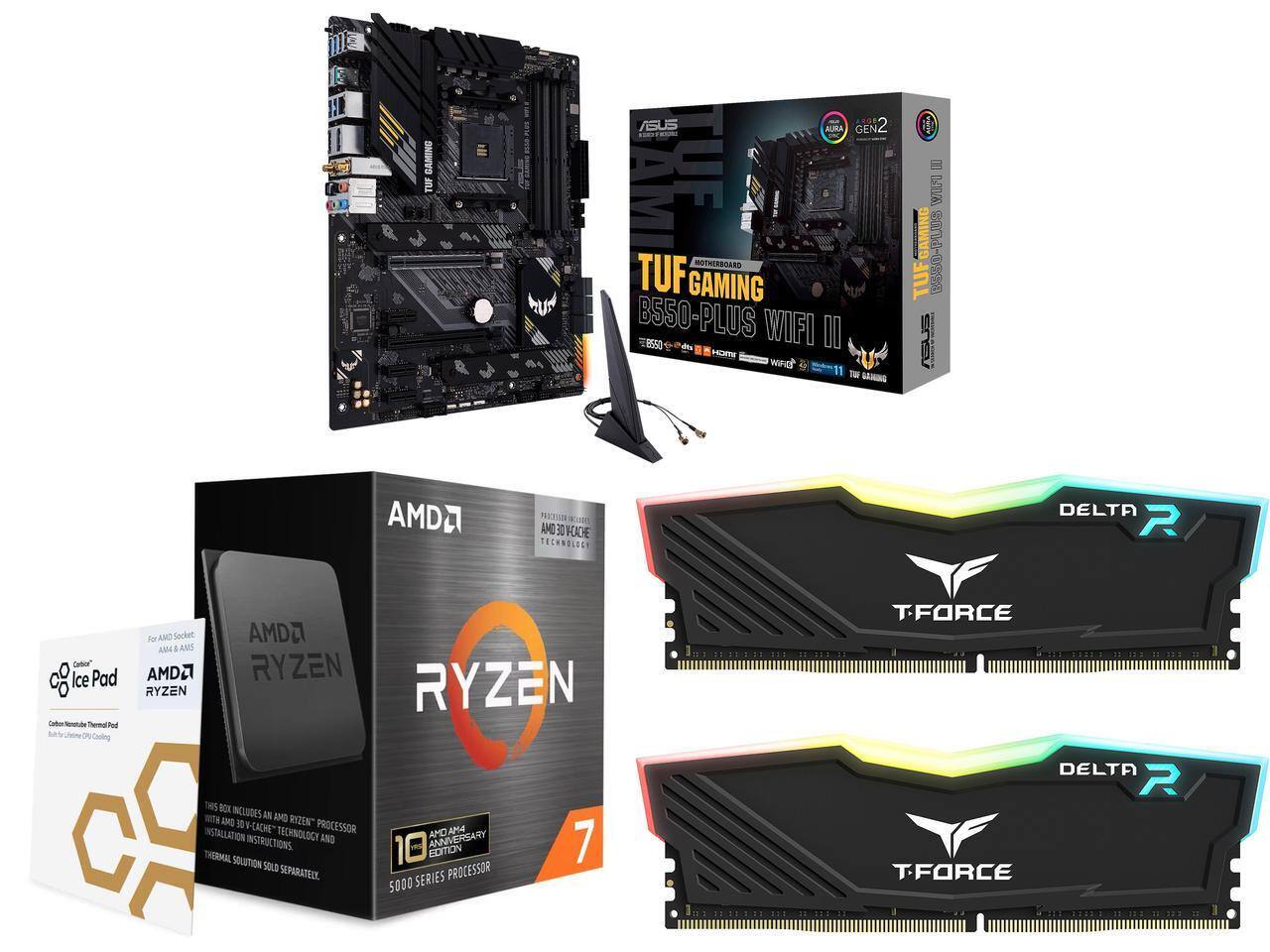 Newegg - Motherboard CPU Memory Combo - ASUS TUF B550-PLUS WIFI II, Ryzen 7 5800X3D, 16GB DDR4 3200 RGB