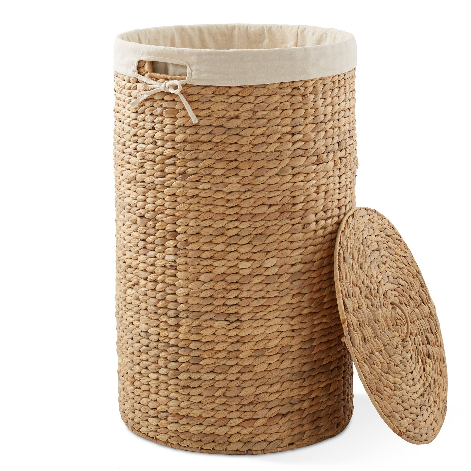 Alt View 3. Casafield - Round Laundry Hamper Basket with Lid and Liner for Clothes - Natural.