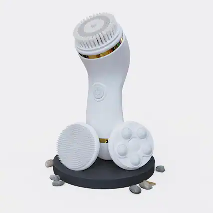 Front. Perry Ellis - 4-in-1 Cordless Facial Cleansing Brush & Facial Massager for Women | Face Brushes for Cleansing and Exfoliating - White.