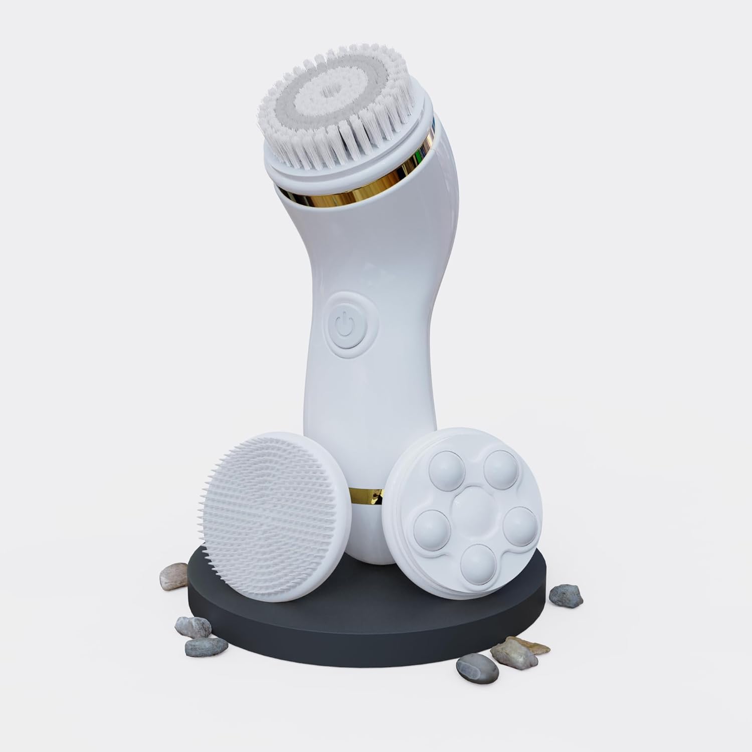 Front. Perry Ellis - 4-in-1 Cordless Facial Cleansing Brush & Facial Massager for Women | Face Brushes for Cleansing and Exfoliating - White.