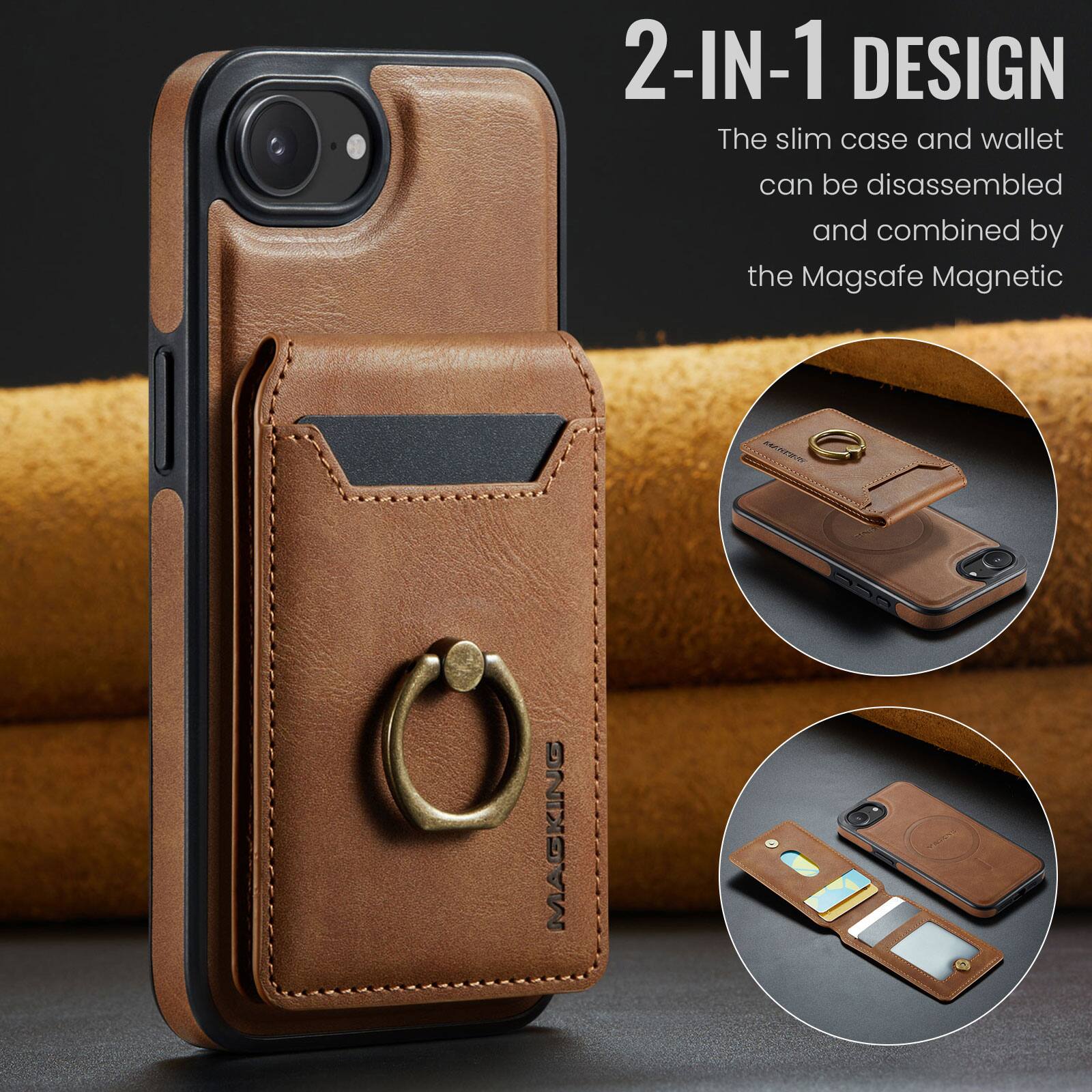 2-IN-1 DESIGN  
The slim case and wallet can be disassembled and combined by the Magsafe Magnetic