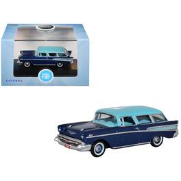 1957 Chevrolet Nomad Larkspur Blue with Harbor Blue Top 1/87 (HO) Scale Diecast Model Car by Oxford Diecast