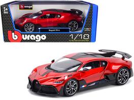 Bugatti Divo with Carbon Accents 1/18 Diecast Model Car by Bburago - Red Metallic