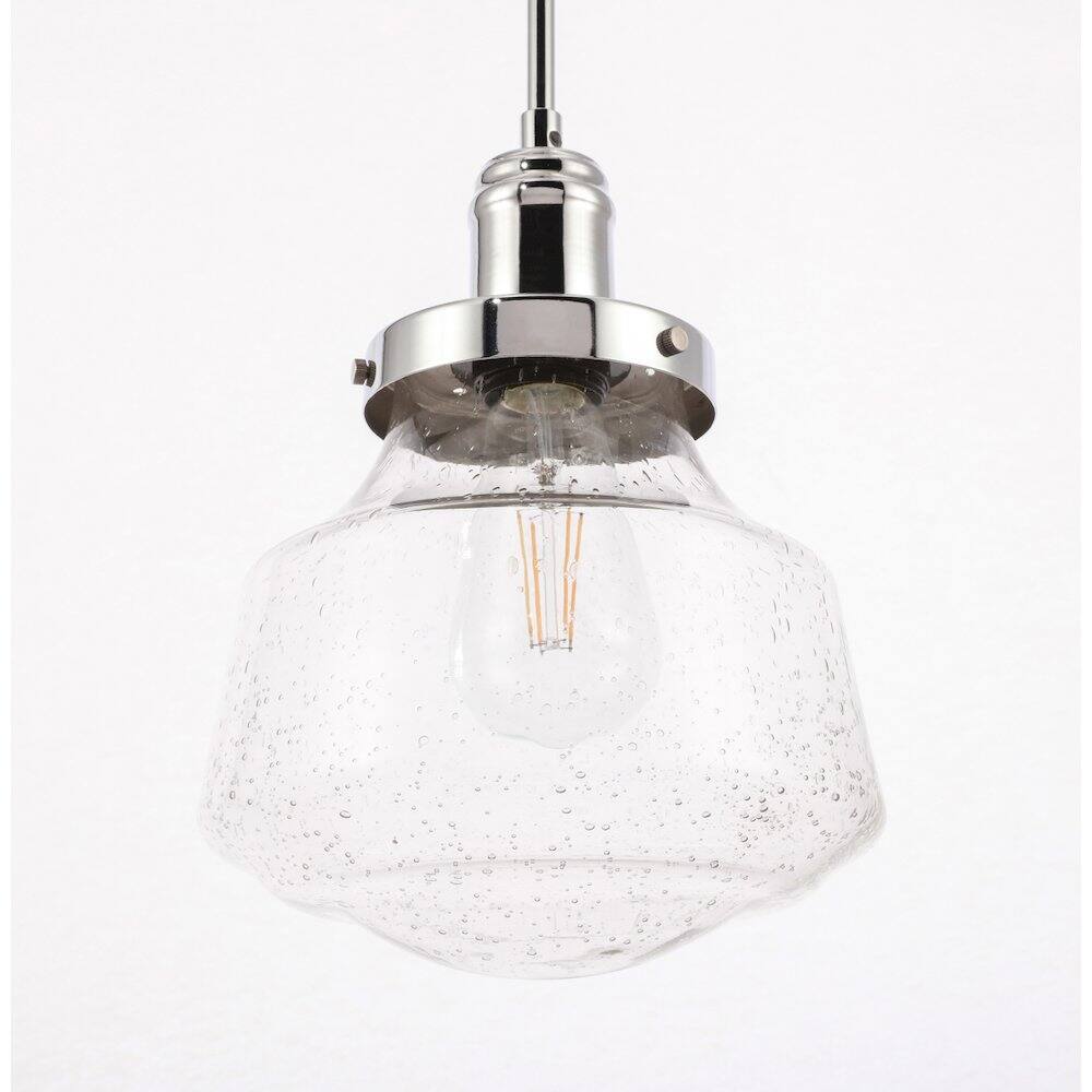 Left. Living District - Lyle 1 Light Chrome And Clear Seeded Glass Pendant - Chrome And Clear Seeded Glass.