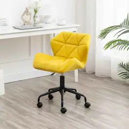 Eldon - Diamond Tufted Adjustable Swivel Office Chair Velvet Luxe For - Yellow