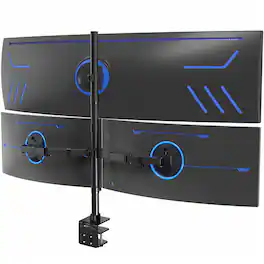 Earthley Blooms - Triple Monitor Extra Tall Desk Mount Up 49 Inch Ultrawides Center Bracket 27 Screens Side Brackets Holds s - Default