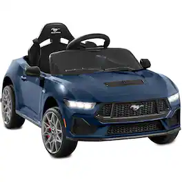 Best Choice Products - Kids 12V Electric Ride-On Car Officially Licensed Ford Mustang w/ Remote, LED Lights - Blue