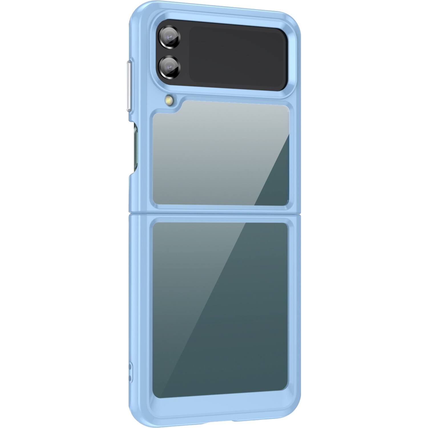 Angle. SaharaCase - Hybrid-Flex Hard Shell Case for Samsung Galaxy Z Flip4 - Clear/Sky Blue.