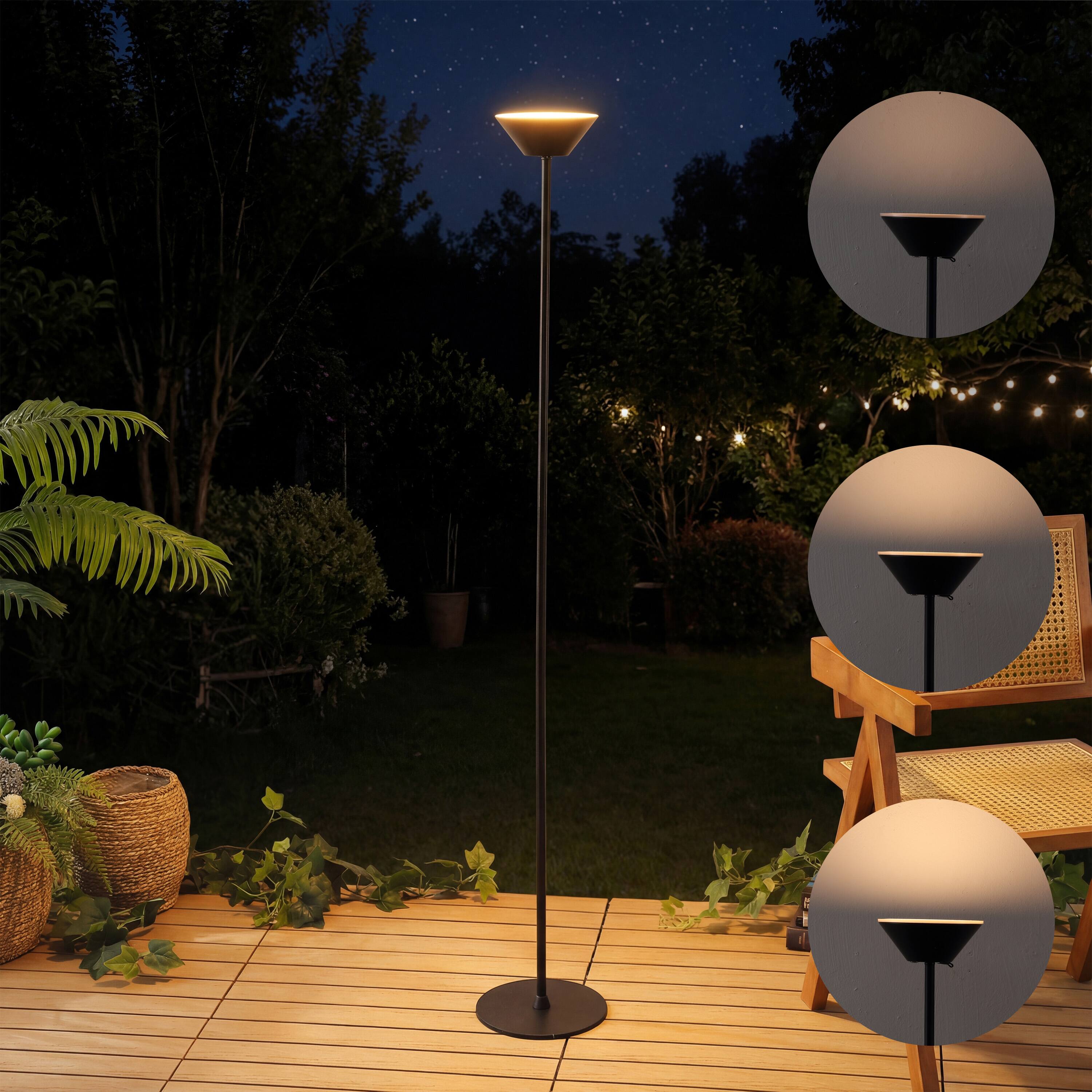 Alt View 7. Jonathan Y - Elias 59" Torchiere Metal Adjustable Rechargeable Integrated Portable Sensor Dimmable Indoor/Outdoor Floor Lamp, Black - Black.