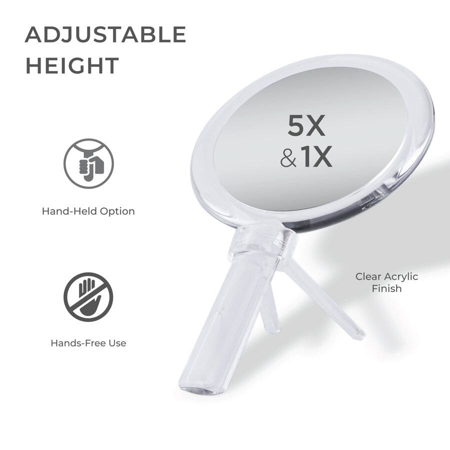 ADJUSTABLE HEIGHT

5X & 1X

Hand-Held Option

Hands-Free Use

Clear Acrylic Finish