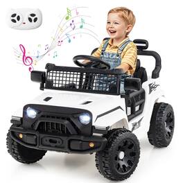 Gymax - Kids Ride on Car Truck 12V Battery Powered Electric Vehicle w/ Foldable Mirrors - White