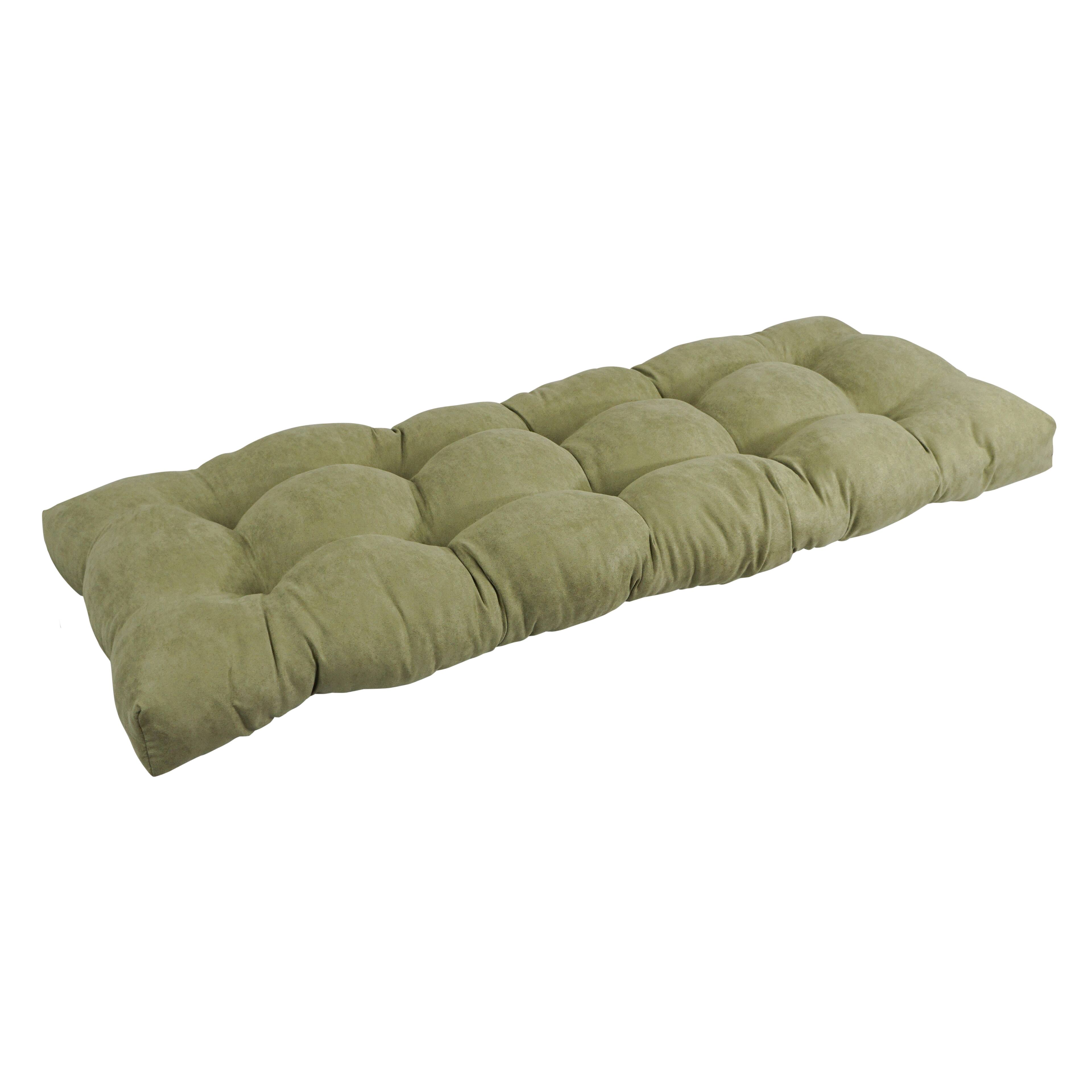 Front. Blazing Needles - 51-inch by 19-inch Tufted Solid Microsuede Bench Cushion - Green.