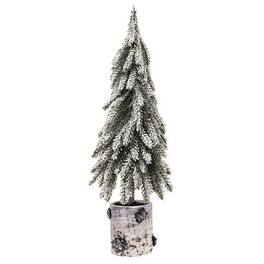 BreeBe - *Flocked Weeping Pine Tree In Birch Pot 16" - White