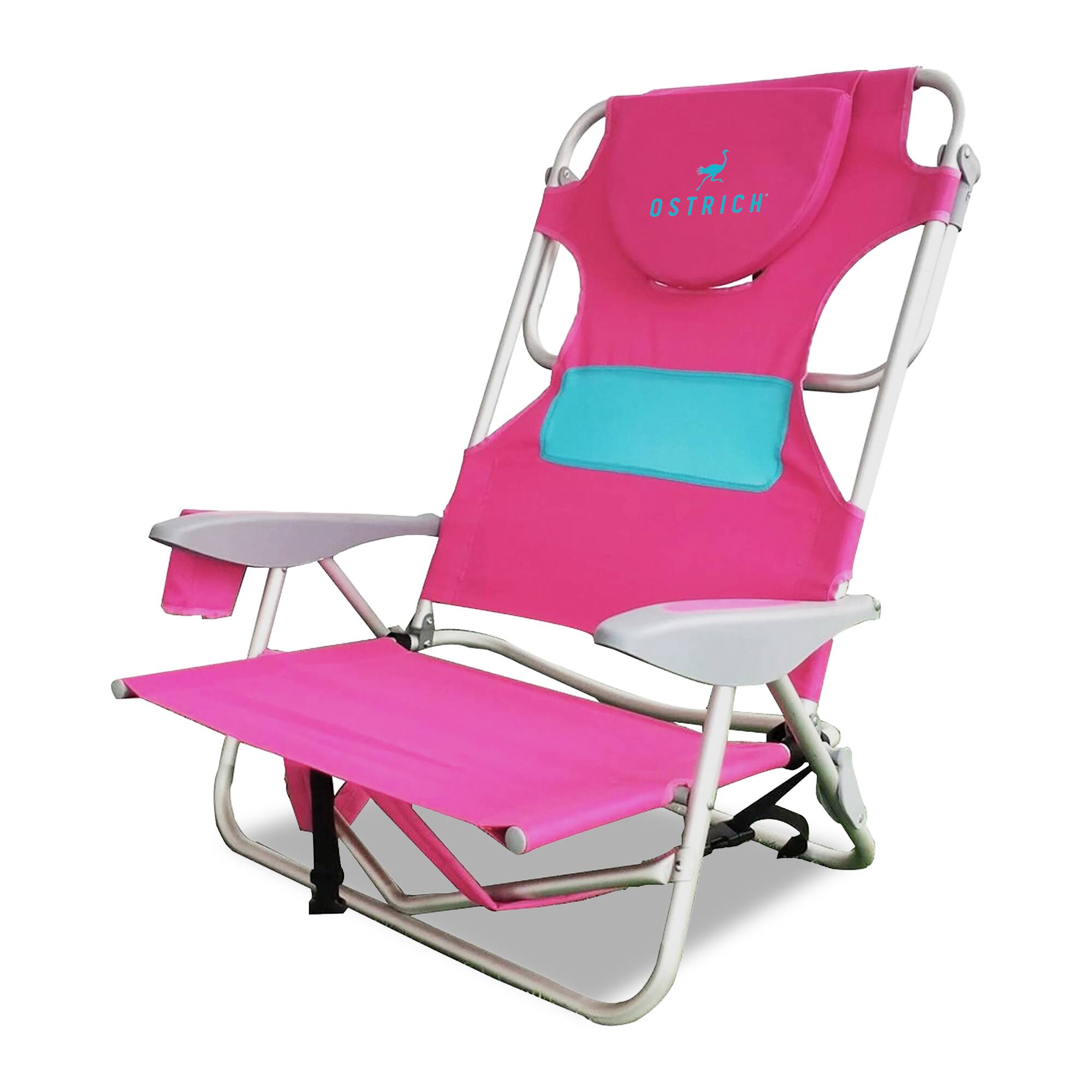 Front. Ostrich - Ostrich Ladies Comfort Backpacker, Outdoor Beach Pool Reclining Chair, Pink - Pink.