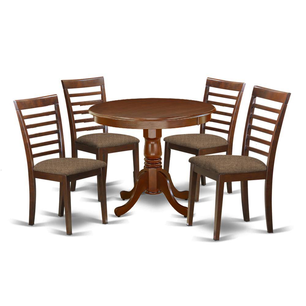 Back. East West Furniture - Dining Room Set Mahogany - Brown.