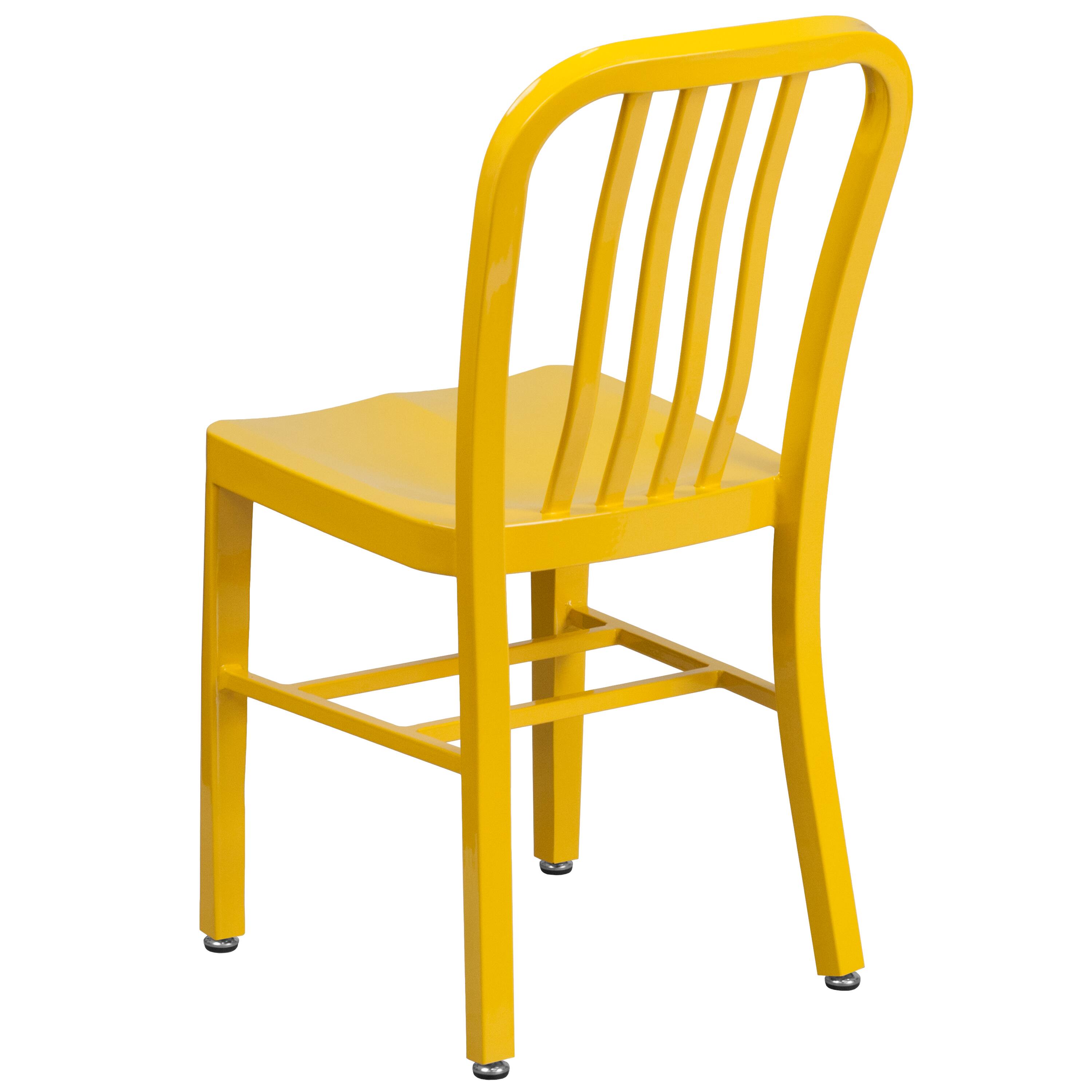 Alt View 5. Emma + Oliver - Commercial Grade Colorful Metal Indoor-Outdoor Chair - Yellow.