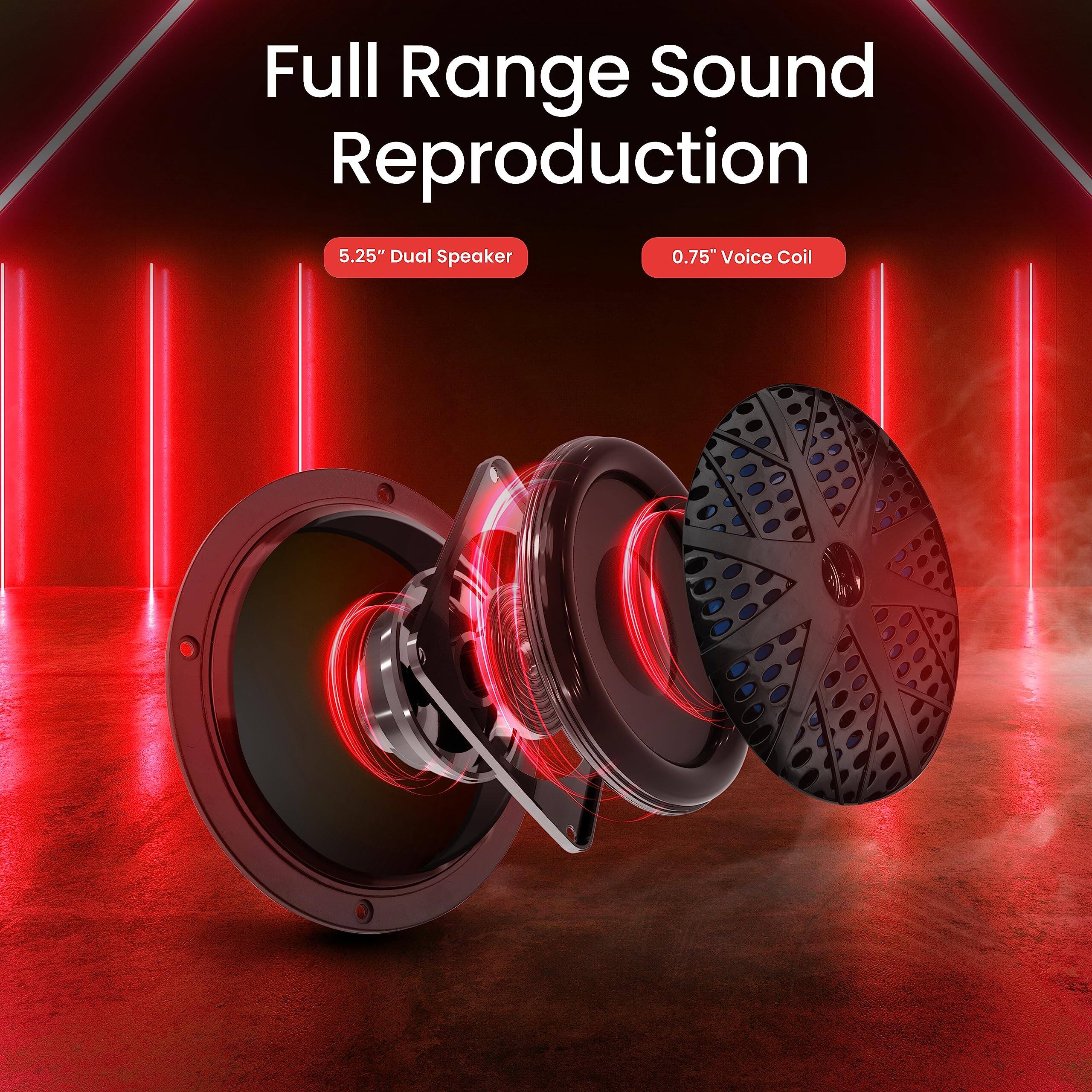 Full Range Sound Reproduction  
5.25" Dual Speaker  
0.75" Voice Coil