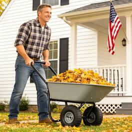 Loheer - Two-Wheeled Garden Cart with 10-Inch Pneumatic Wheels Gray Utility Yard Cart