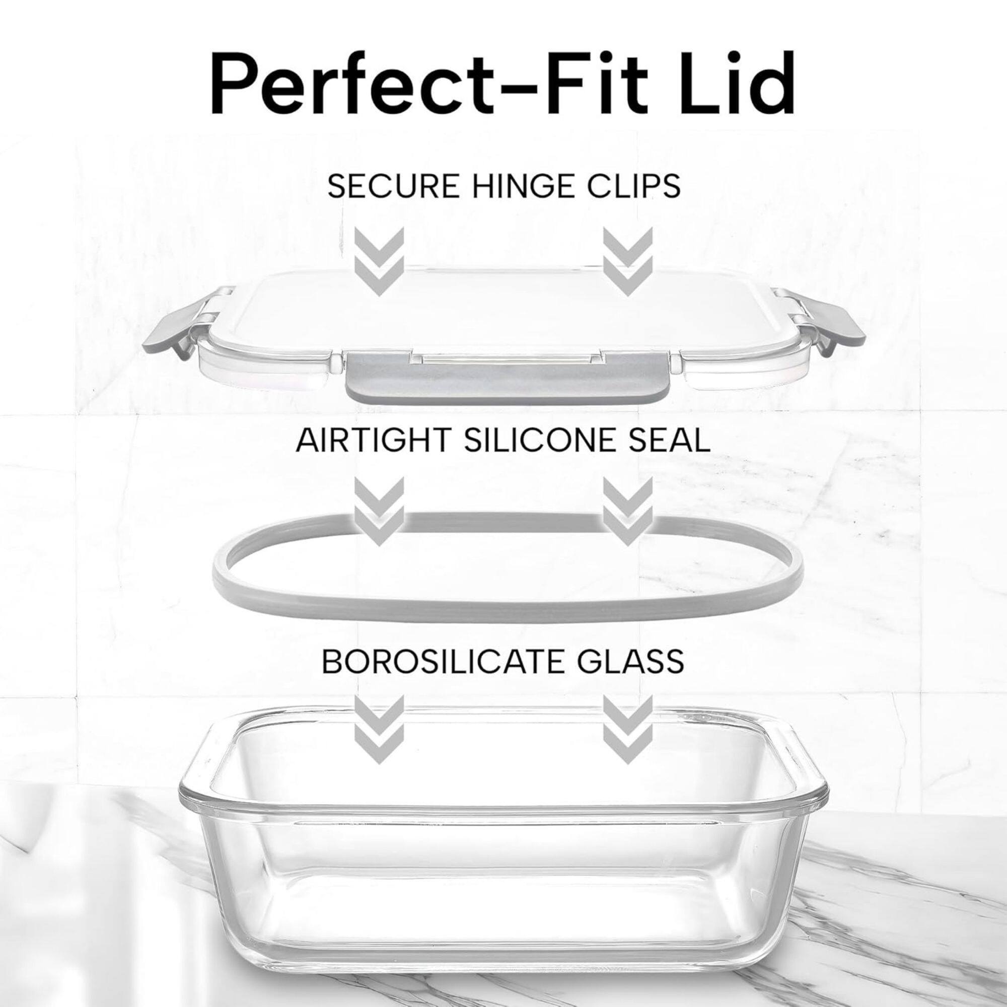 Perfect-Fit Lid
SECURE HINGE CLIPS
AIRTIGHT SILICONE SEAL
BOROSILICATE GLASS