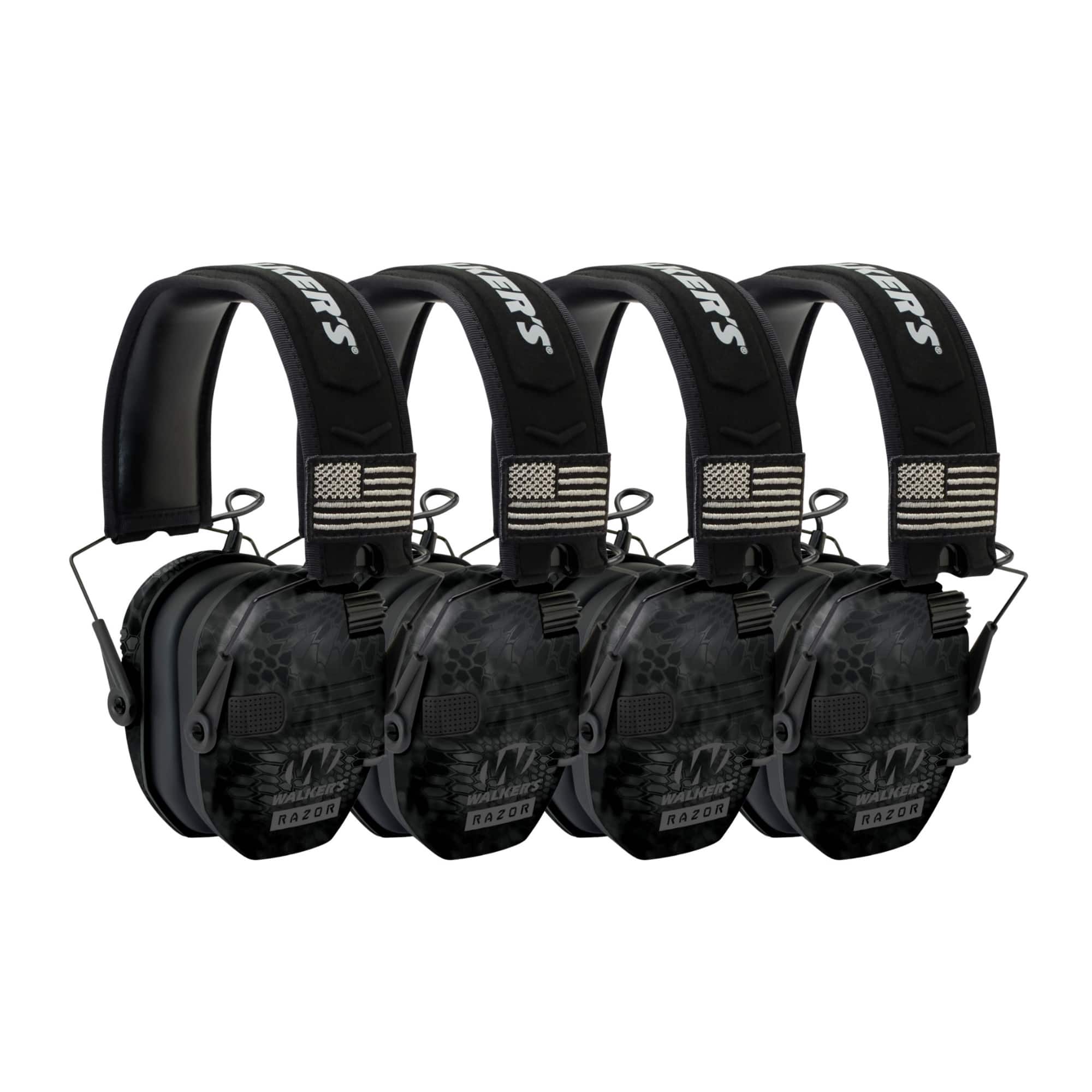 Walkers - Walker's Razor Slim Electronic Shooting Muffs Patriot Series (Camo) (4-Pack) - Black