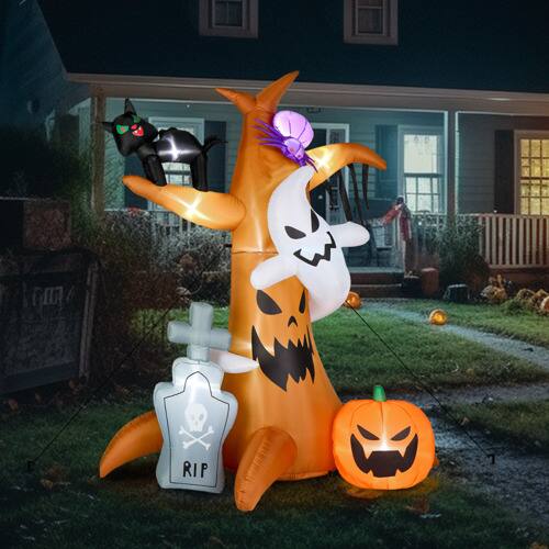 Alt View 3. Winado - 8FT Halloween Inflatable Scary Tree with Pumpkin Decoration, Built-in LED Light Blow Up for In/Outdoor Party Garden Lawn - Orange.