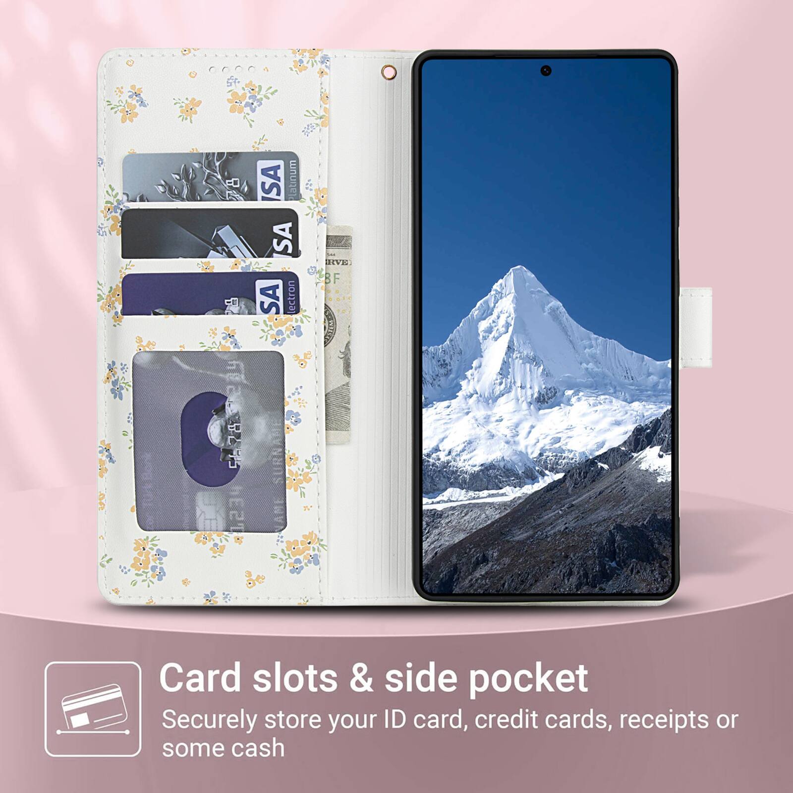 FU 7 SA atinum SA SA Lectron IIVE BF 234 5.2A hE2T* SURNAH NNAME

Card slots & side pocket
Securely store your ID card, credit cards, receipts or some cash