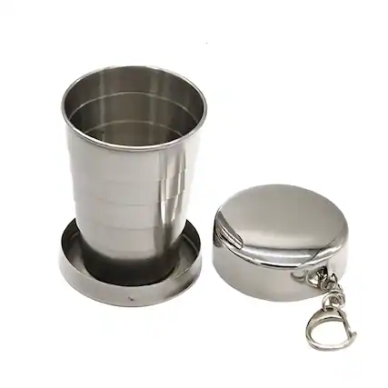Front. Kitcheniva - Stainless Steel Retractable Camping Mug With Lid - Silver.