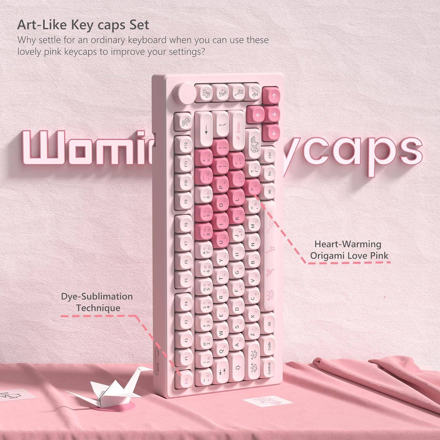 Art-Like Keycaps Set

Why settle for an ordinary keyboard when you can use these lovely pink keycaps to improve your settings?

Womir

Dye-Sublimation Technique

Heart-Warming Origami Love Pink