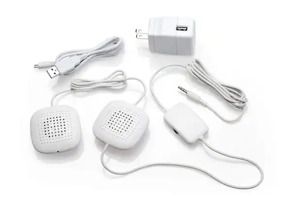 Front. Sound Oasis - Amplified pillow speakers with 2 ultra-thin hi-fi stereo speakers, volume control, great for music, sleep & tinnitus rel - White.