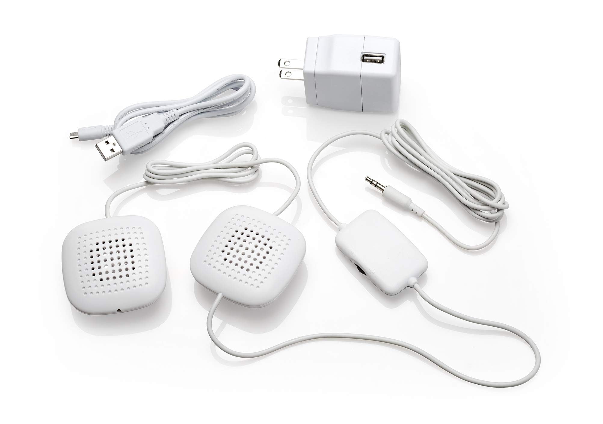 Front. Sound Oasis - Amplified pillow speakers with 2 ultra-thin hi-fi stereo speakers, volume control, great for music, sleep & tinnitus rel - White.