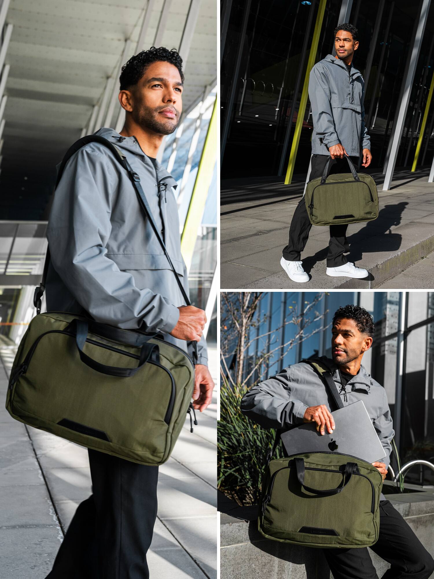 Alt View 9. ALPAKA - Bravo Brief 16 Inch Laptop Briefcase,Messenger Bag for Men and Women, Business Shoulder Bag for Work Travel - Green Axoflux 400D Ripstop Nylon.