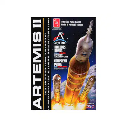 II ARTEMIS SPACECRAFT CREW ORION & SYSTEM LAUNCH SPACE ORION L'QUIPAGE DE SPATIAL VAISSEAU & SPATIAL LANCEMENT DE SYSTME a 1/200 Scale Plastic Model Kit "m t Modle En Plastique L'chelle - - - a - A ARTEMIS INCLUDES BONUS FULL-COLOR STICKER & PAINT GUIDE COMPREND PRIME EN COULEUR WILN Vs AUTUSULLANTS 21 - Te AMERICA 250
