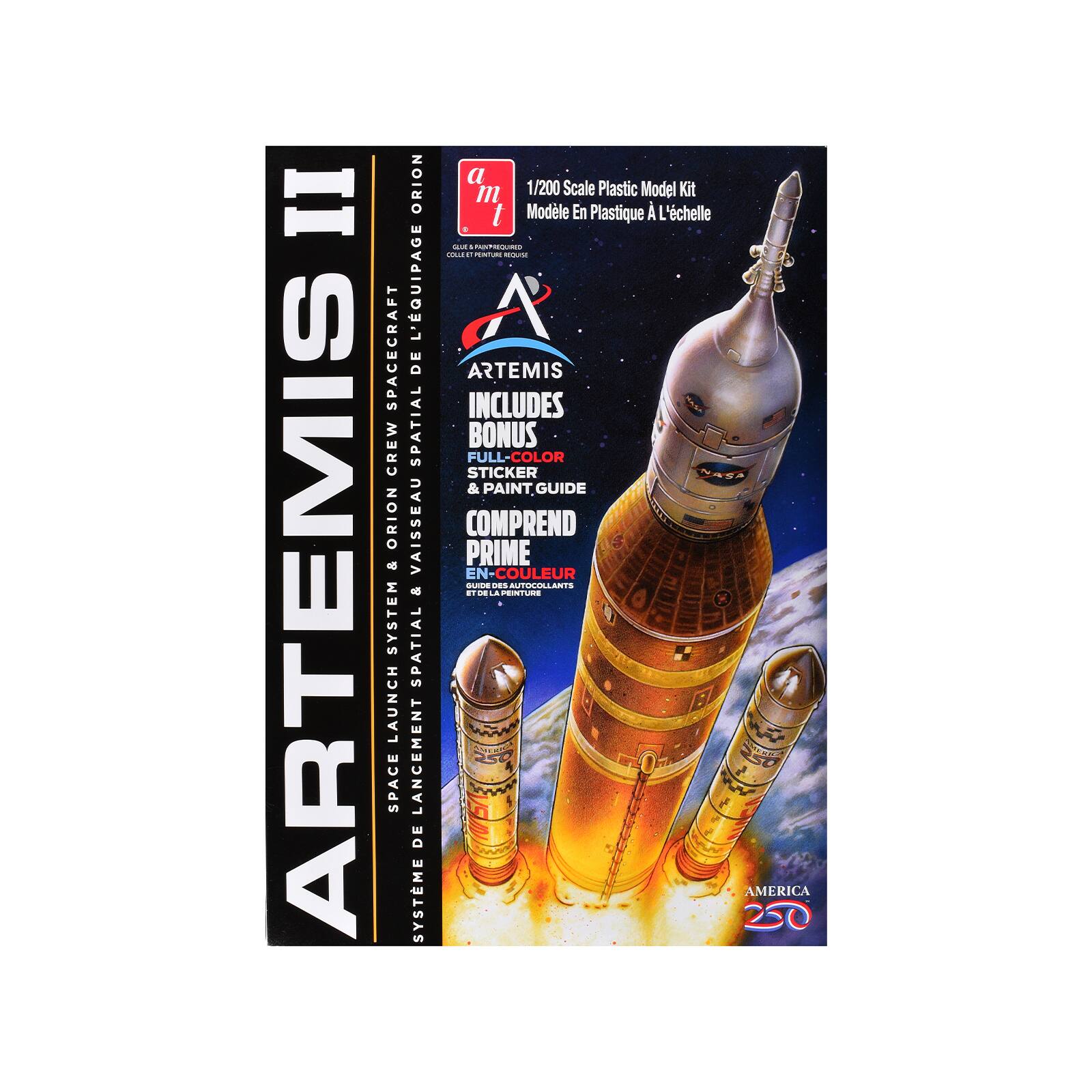 Skill 2 Model Kit NASA Artemis II Space Launch System and Orion Crew Spacecraft 1/200 Scale Model by AMT - Multicolor