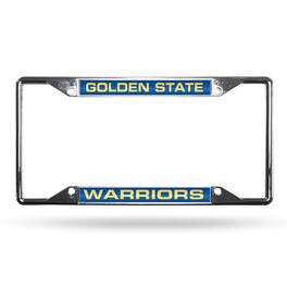 Rico Industries - Golden State-Basketball-Warrior's All Corner EZ View Chrome Metal Laser Cut License Plate Frame - Multi