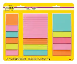 Post-it - Super Sticky Notes, Supernova Neons Collection, 45 Sheets/Pad, 15 Pads/Pack (4423-15SSMIA) - Assorted